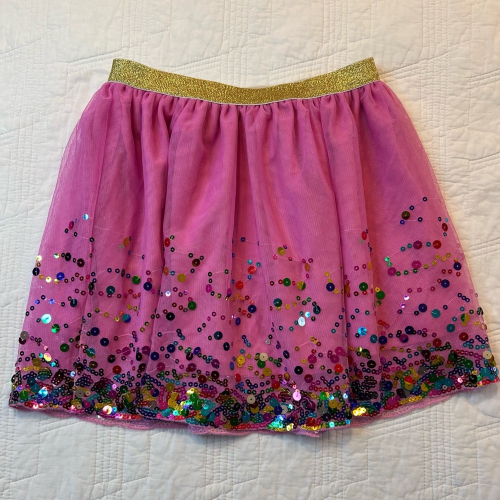 NWOT Pink Sequin Skirt with Gold Waistband size 10/12